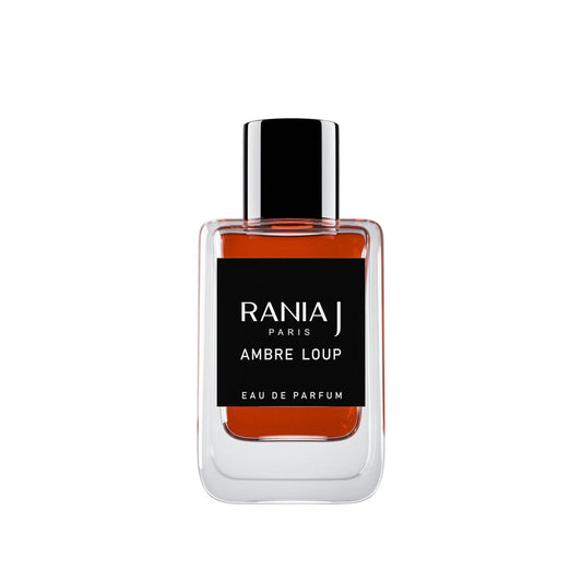 Rania J Ambre Loup perfume 50ml bottle – amber with Peru balsam, labdanum, vanilla and tonka