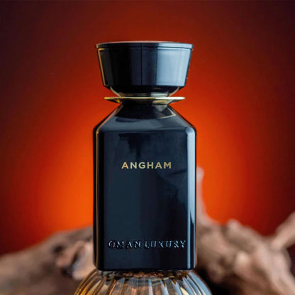 Omanluxury Angham perfume 100ml bottle – saffron leather with orris, sandalwood and vanilla
