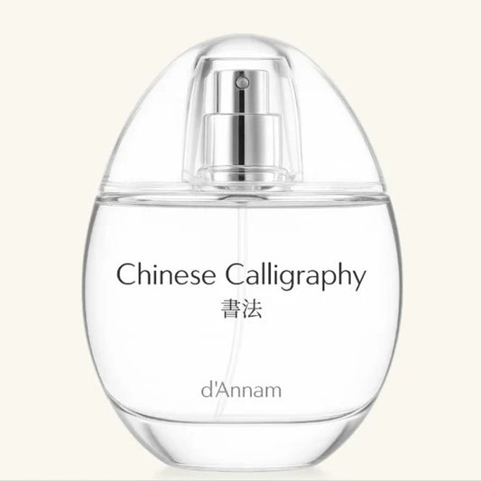 d'Annam Chinese Calligraphy perfume bottle – ink, black lacquer, paper, coffee and orchid