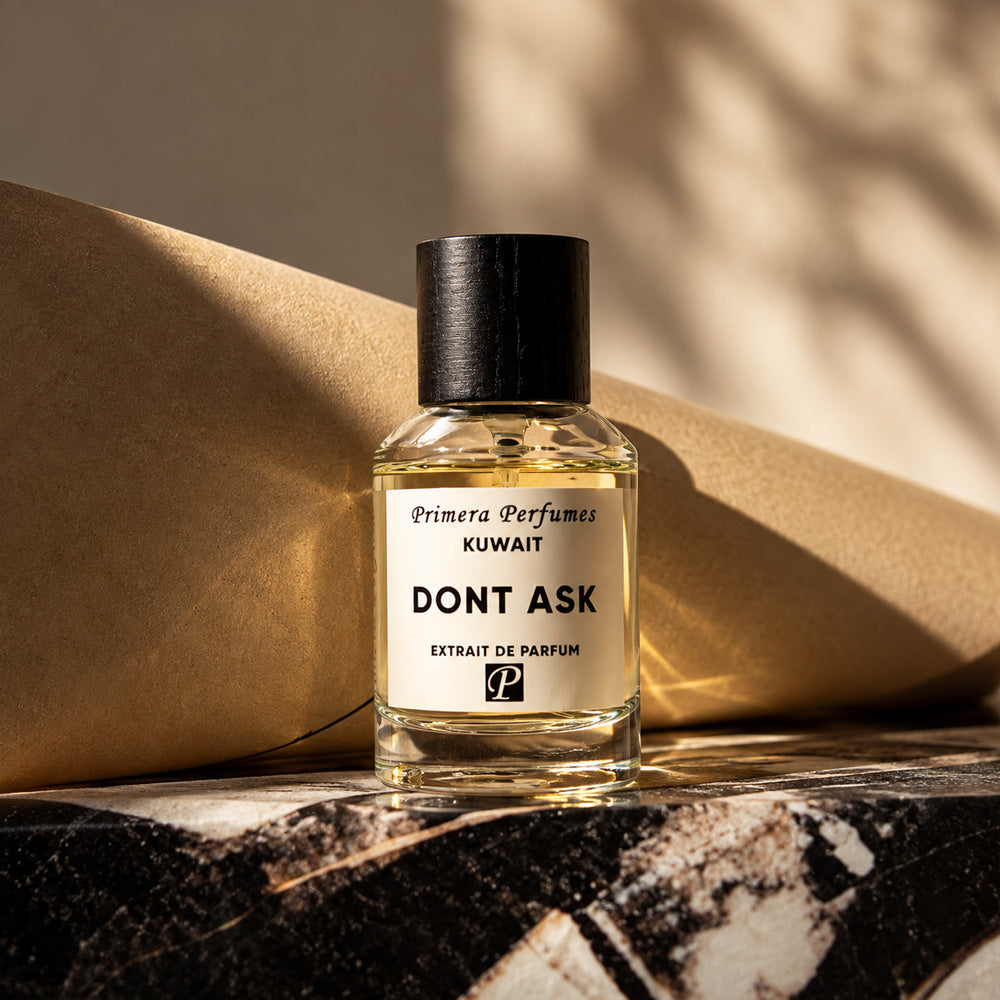 Primera Don't Ask perfume, fresh fruity woody fragrance – alternate view