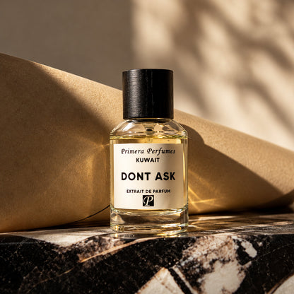 Primera Don't Ask perfume, fresh fruity woody fragrance – alternate view