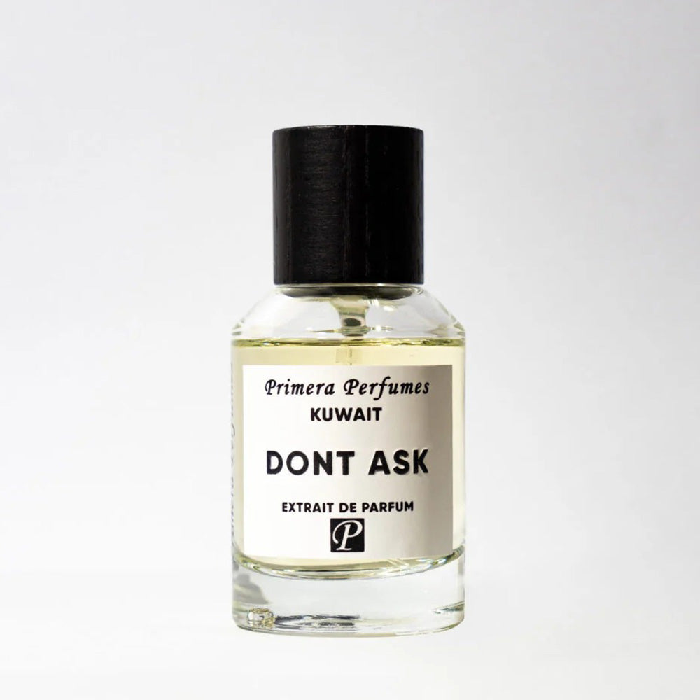 Primera Don't Ask perfume bottle – fresh fruity woody with pineapple, bergamot, tobacco and vetiver