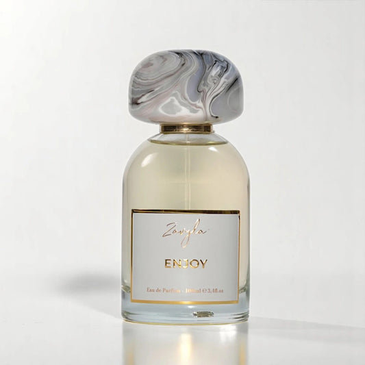 Zavyla Enjoy perfume bottle – powdery rose and lavender with apple, cinnamon, oud, vanilla and musk
