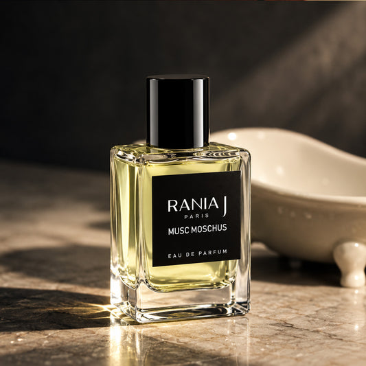 Rania J Musc Moschus perfume, powdery white musk skin scent – alternate view