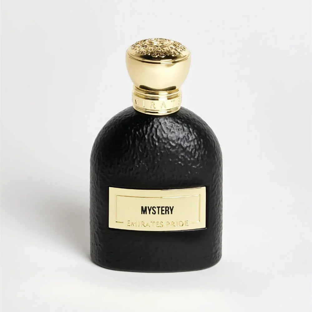 Emirates Pride Mystery Eau de Parfum 100ml bottle – saffron leather woody with Pride Wood and vetiver