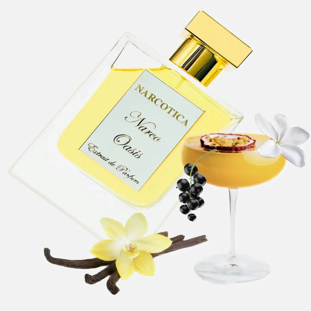 Narcotica Narco Oasis Extrait de Parfum 100ml bottle – tropical fruity gourmand with passion fruit, peach and vanilla