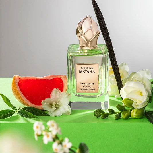 Maison Mataha Printemps Blanc Extrait de Parfum 100ml bottle – white floral with orange blossom, jasmine and white tea