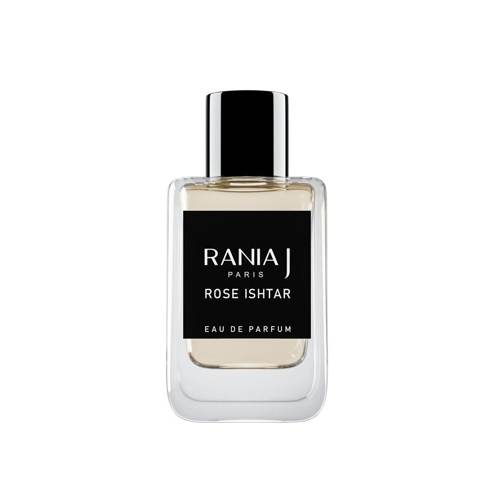 Rania J Rose Ishtar perfume 50ml bottle – fresh rose with blackcurrant, vanilla, sandalwood and patchouli