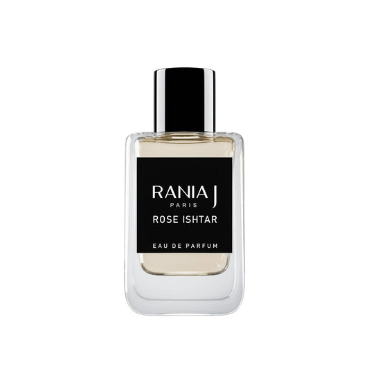 Rania J Rose Ishtar perfume 50ml bottle – fresh rose with blackcurrant, vanilla, sandalwood and patchouli