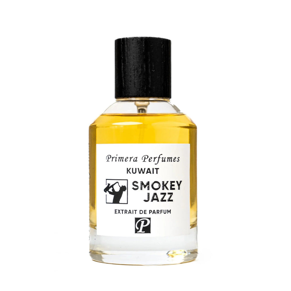Primera Smokey Jazz perfume bottle – smoky tobacco bourbon with red apple, hinoki and agarwood