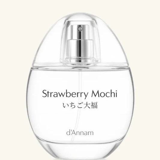 d'Annam Strawberry Mochi perfume bottle – gourmand with strawberry, glutinous rice, red bean paste and vanilla