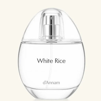 d'Annam White Rice perfume bottle – soft rice skin scent with pandan, jasmine, orris and white musk